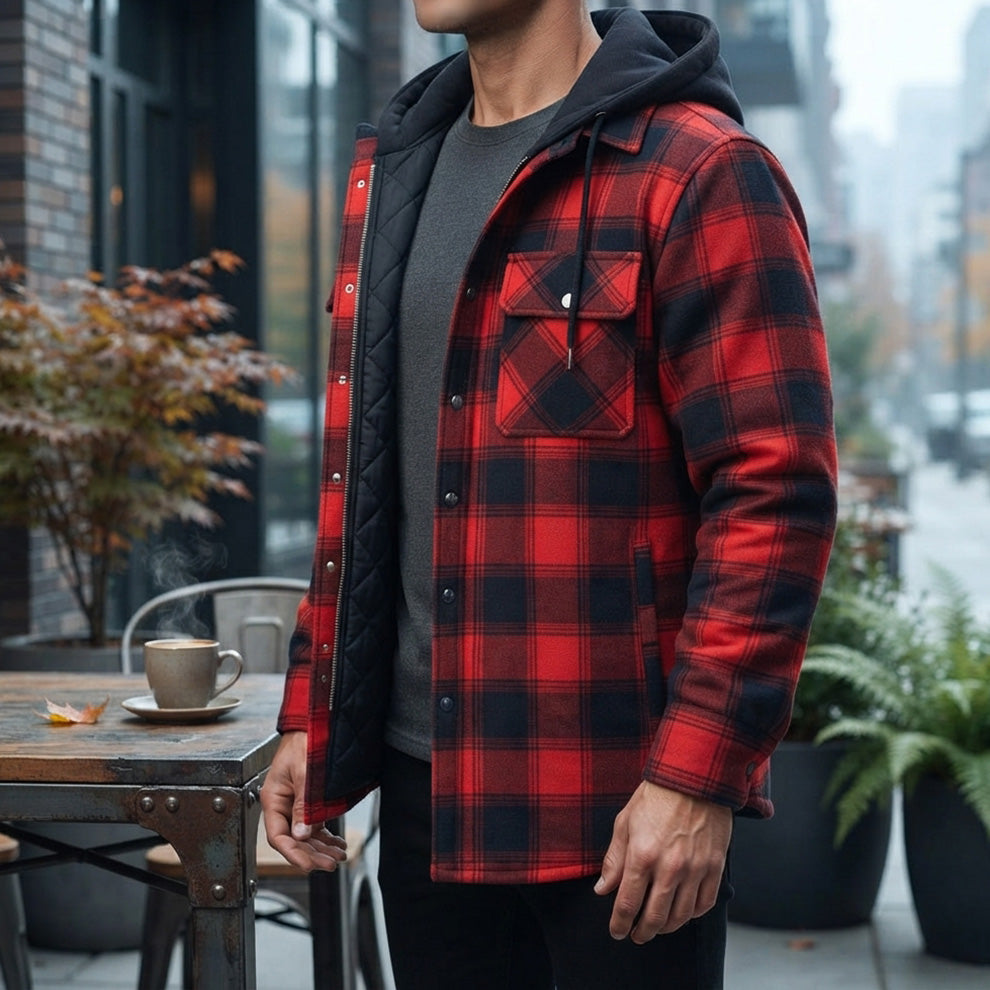 Men's hooded jacket - Front closure, casual fit and versatile everyday style