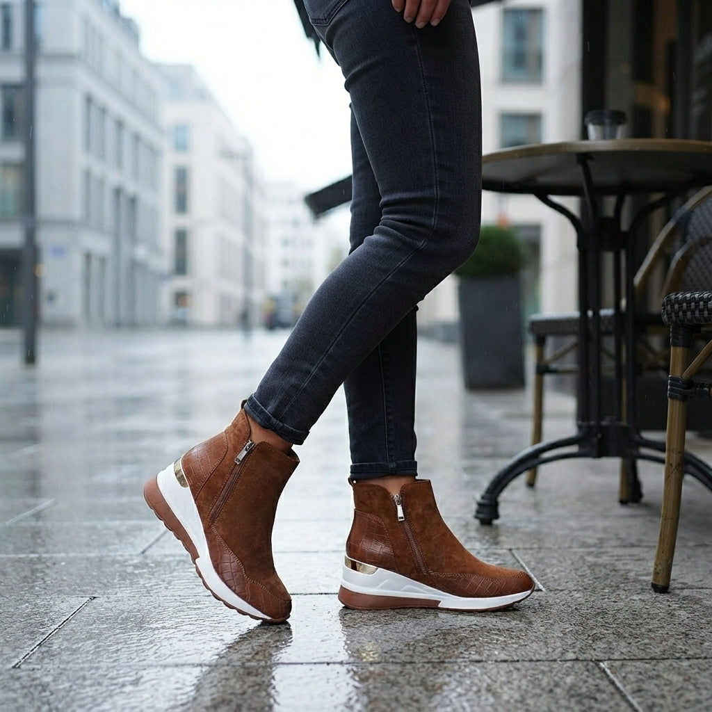 Women's waterproof ankle boots - Dual zips, cushioned and non-slip