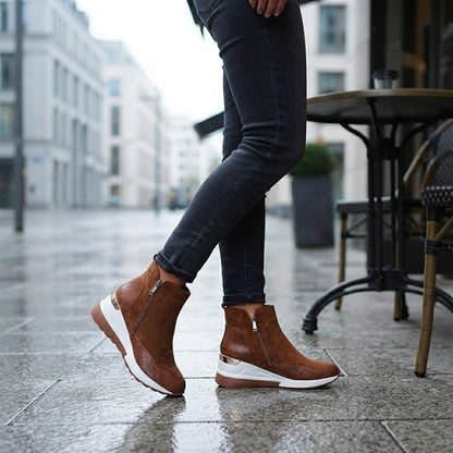 Women's waterproof ankle boots - Dual zips, cushioned and non-slip