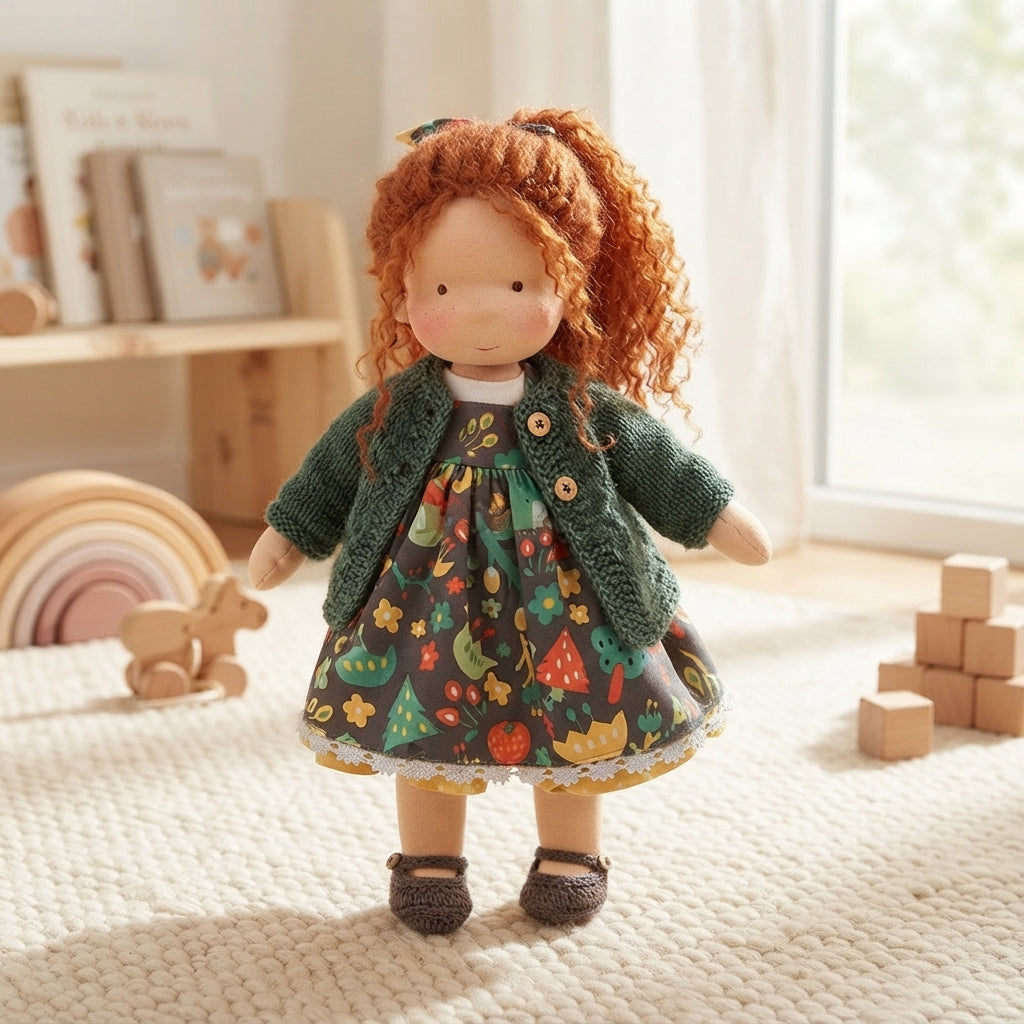 Handmade Waldorf doll - Soft cotton and wool companion for imaginative play