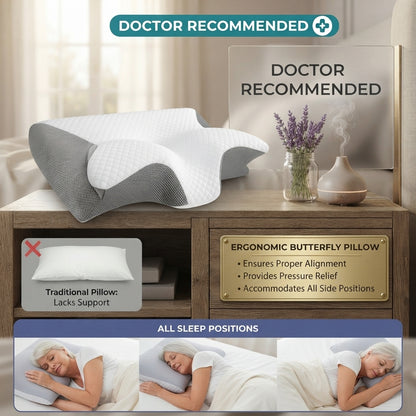 Butterfly ergonomic neck pillow - Breathable comfort for restful sleep