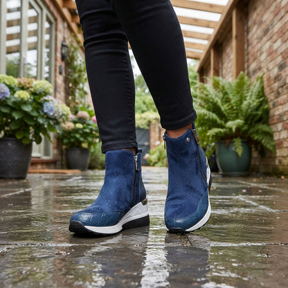 Women's waterproof ankle boots - Dual zips, cushioned and non-slip
