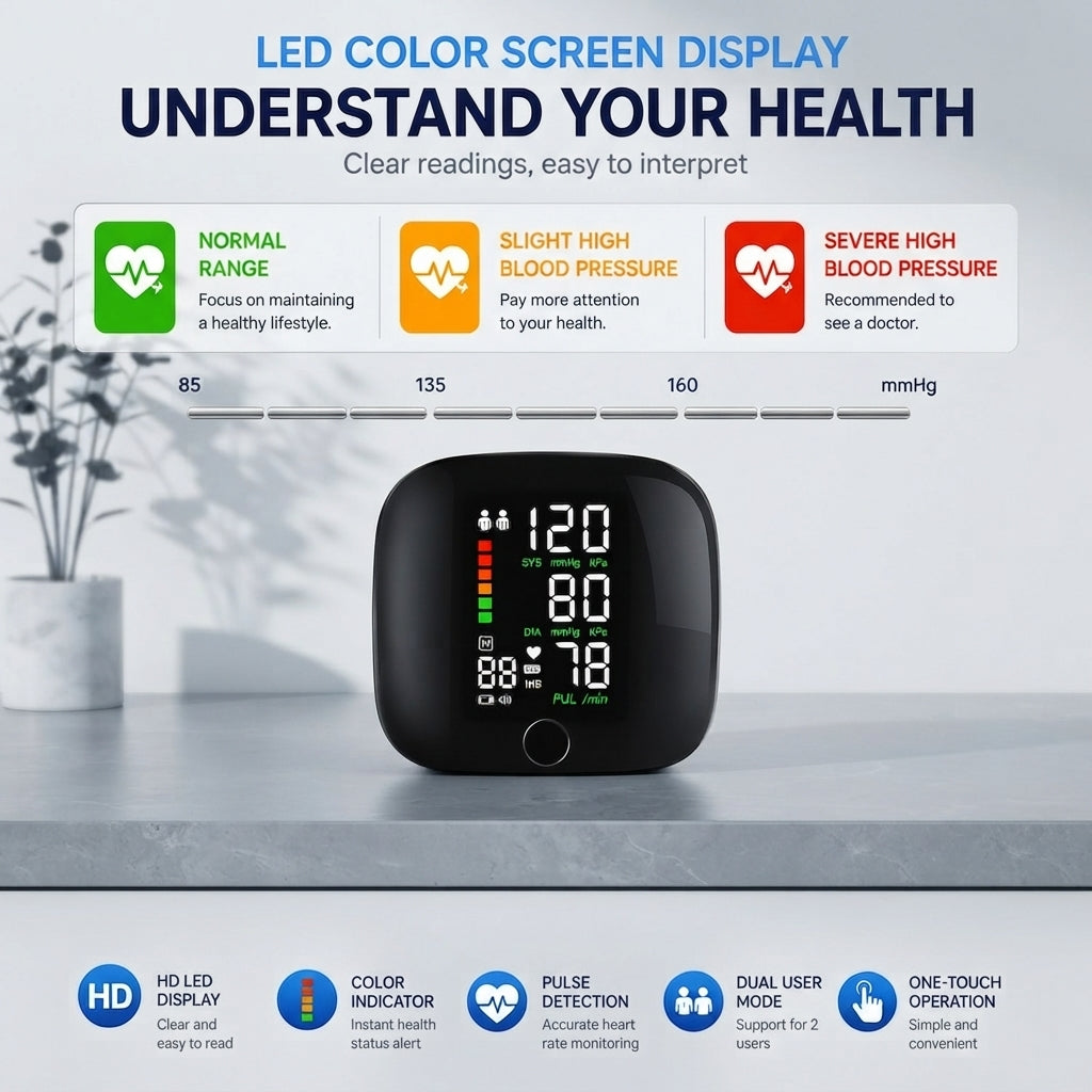 Portable wrist blood pressure monitor - Easy digital health tracking