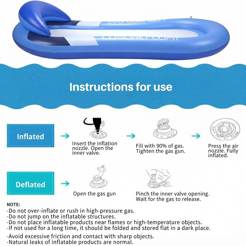 Luxury inflatable water hammock – Ergonomic pool float with pillow