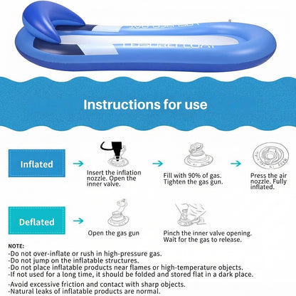 Luxury inflatable water hammock – Ergonomic pool float with pillow