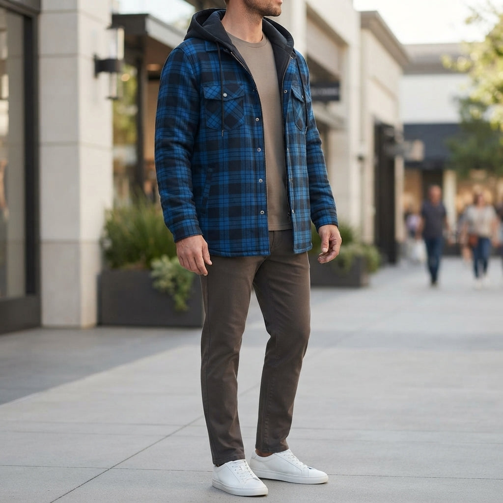 Men's hooded jacket - Front closure, casual fit and versatile everyday style