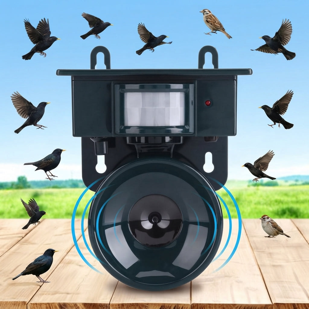 Motion sensor bird repeller - Solar powered ultrasonic deterrent
