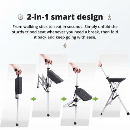 Folding walking cane seat - Portable support for outdoor comfort
