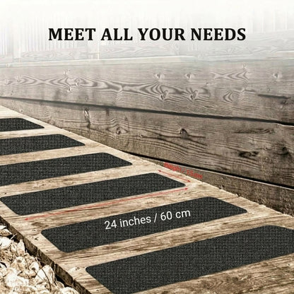 Non-slip stair strips for steps, ramps and terraces