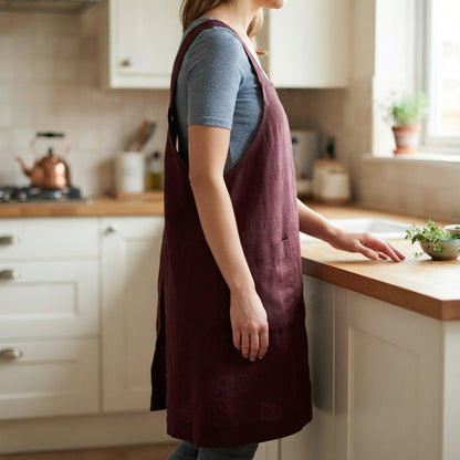 Women's apron dress - Adjustable fit, cross-back design and pockets