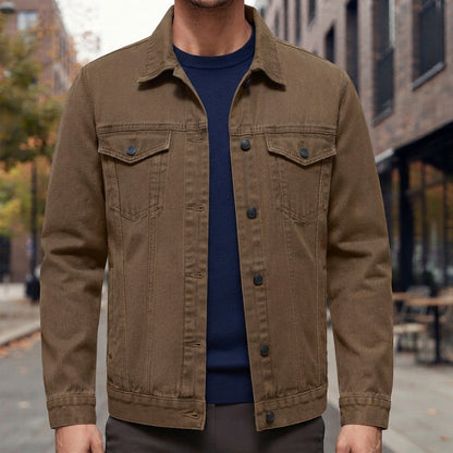 Men's denim jacket - Flannel lined, button front and chest pockets