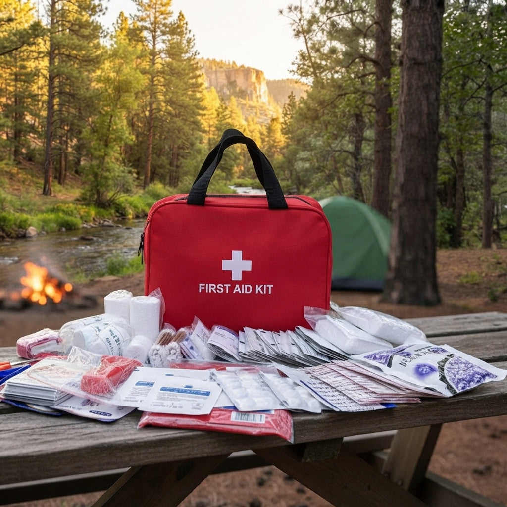 184-piece camping first aid kit - Waterproof travel emergency bag