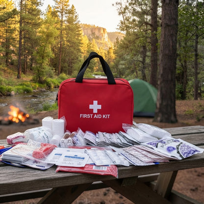 184-piece camping first aid kit - Waterproof travel emergency bag