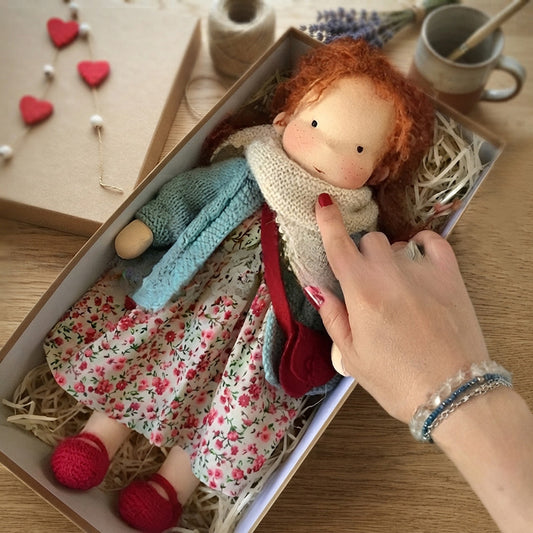 Handmade Waldorf doll - Soft cotton and wool companion for imaginative play