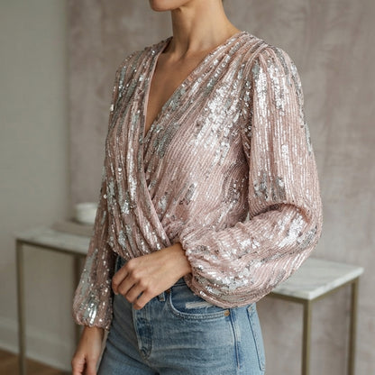 Women's silver blouse - Chic, versatile and party-ready
