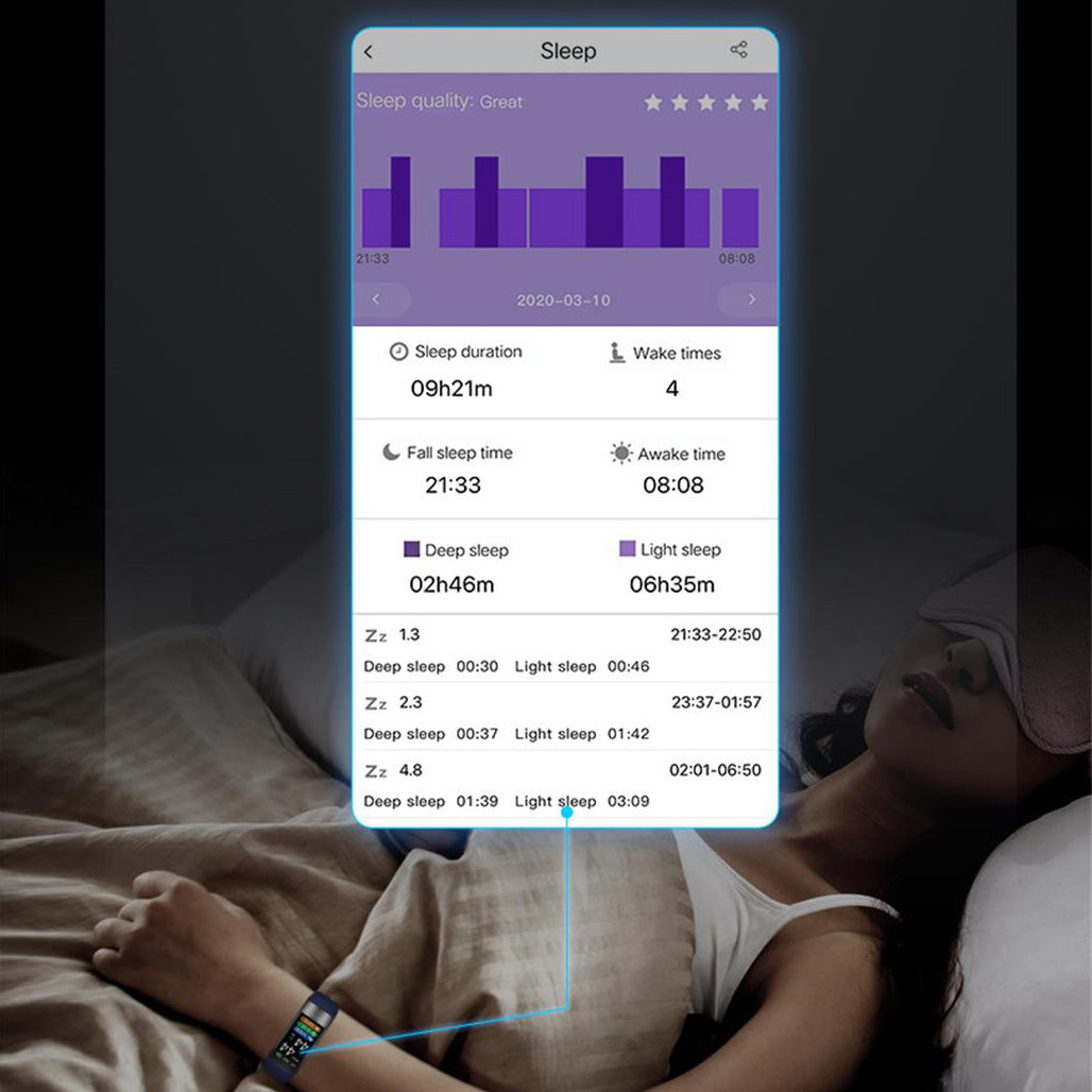 Smart health bracelet with ECG, heart rate, SpO2 and sleep tracking
