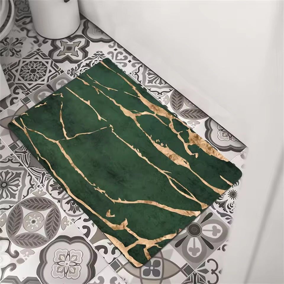 Diatomite bath mat with quick-dry surface and non-slip rubber base