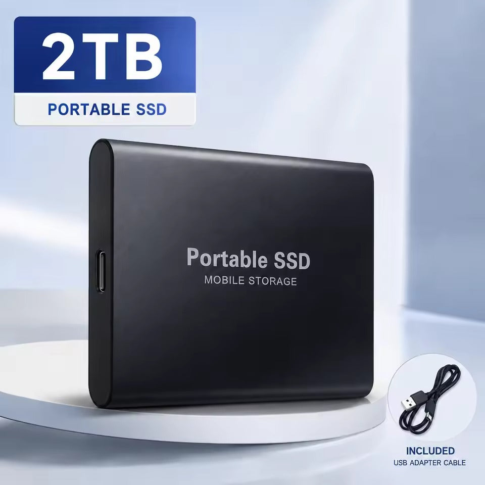 2TB external SSD with USB-C and up to 1050 MB/s transfer speeds