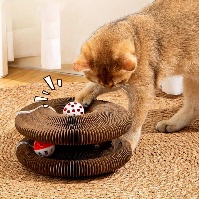Interactive cat scratcher with flexible foldable design