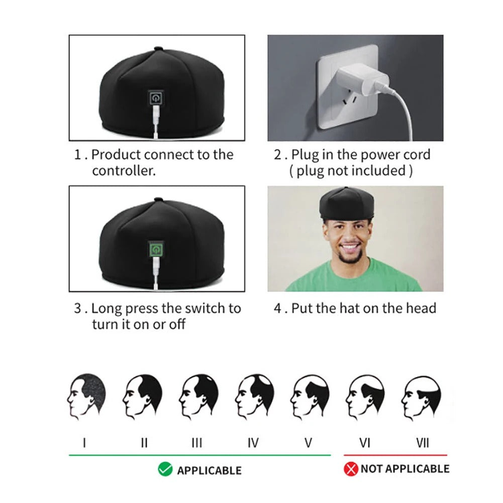 Infrared phototherapy cap with red light for scalp and hair care