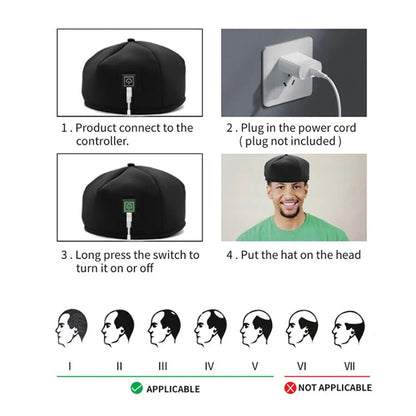 Infrared phototherapy cap with red light for scalp and hair care