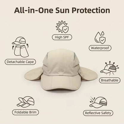 UV protection cap - UPF 50+ sun hat with removable neck cover