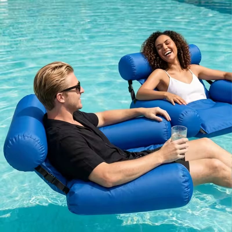 Inflatable water chair with ergonomic backrest and breathable mesh