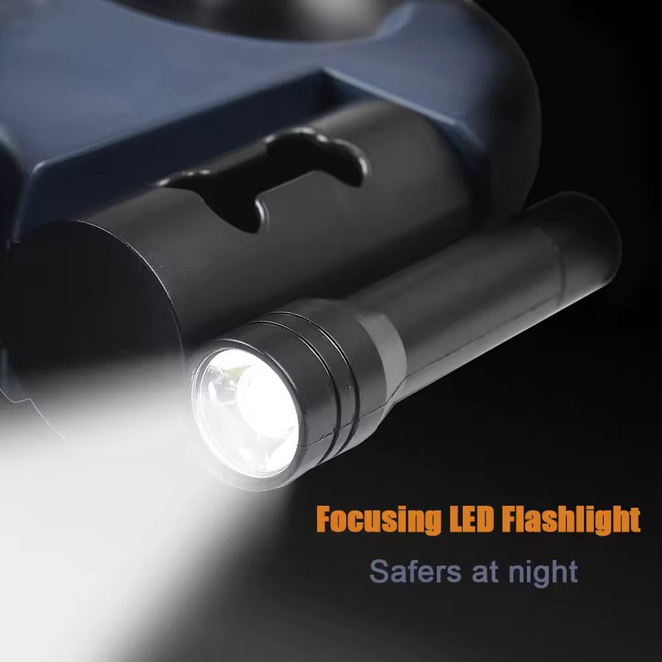3-in-1 double dog lead with 360° rotation, LED light & bag holder