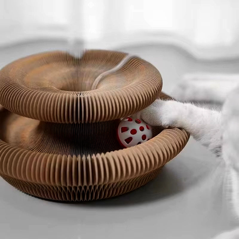 Interactive cat scratcher with flexible foldable design