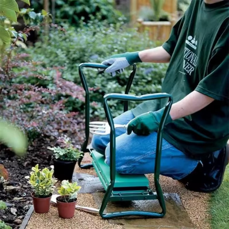 2-in-1 garden kneeler seat - Cushioned support with tool pockets