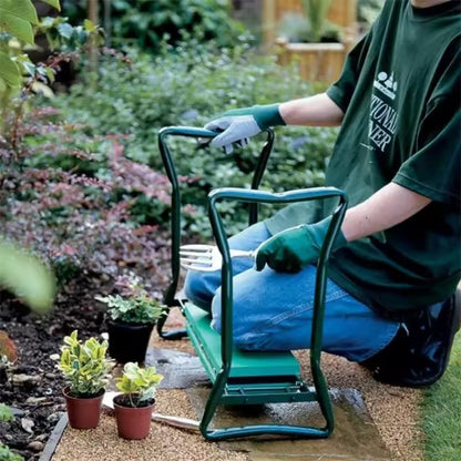 2-in-1 garden kneeler seat - Cushioned support with tool pockets