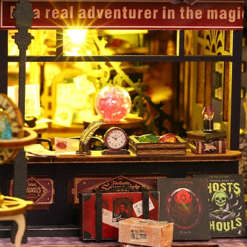3D wooden book house puzzle with warm LED lighting