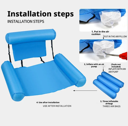 Inflatable water chair with ergonomic backrest and breathable mesh