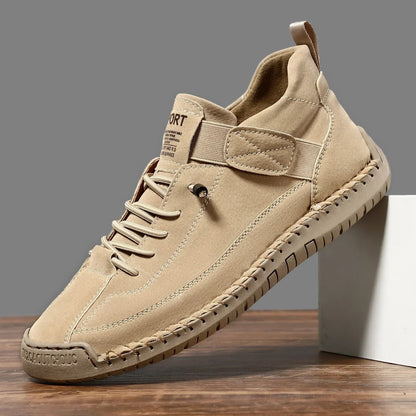 Orthopaedic leather sneakers with wide fit and EVA sole | Easy slip-on design
