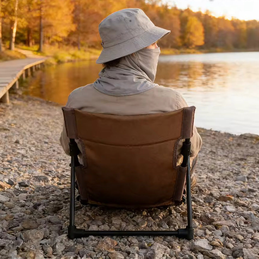 Lightweight folding hiking floor chair with adjustable back support