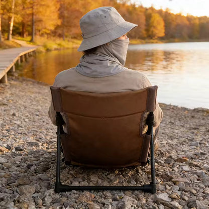 Lightweight folding hiking floor chair with adjustable back support