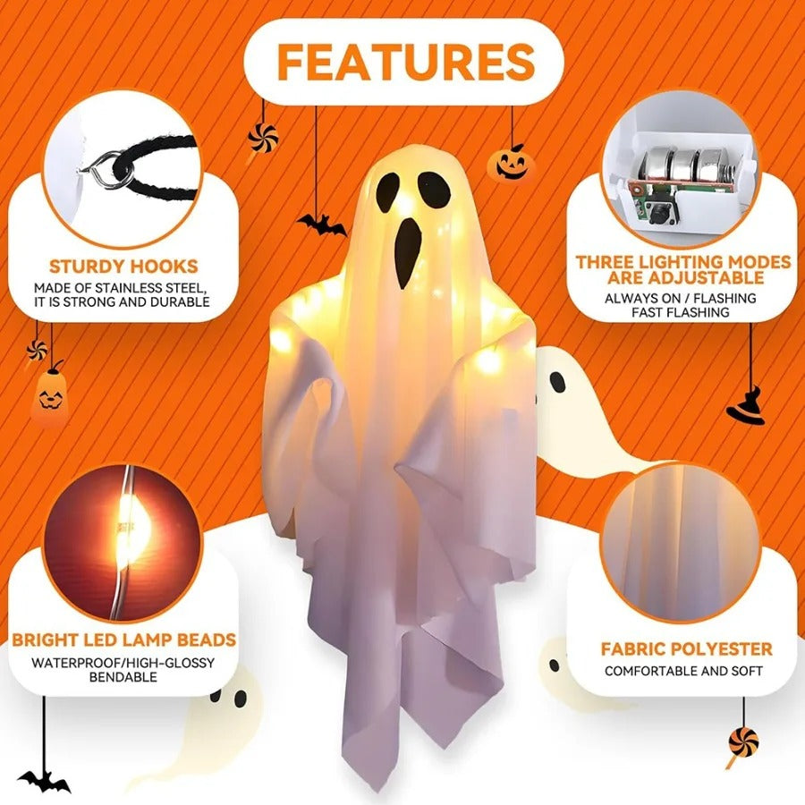 Glowing Halloween ghost decoration with LED lights