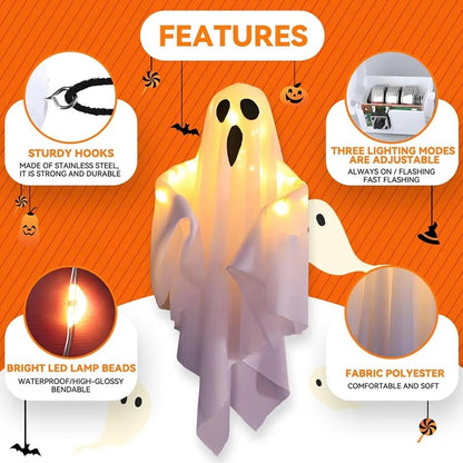 Glowing Halloween ghost decoration with LED lights