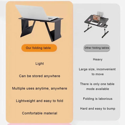 Foldable wooden laptop stand with adjustable height and viewing angle