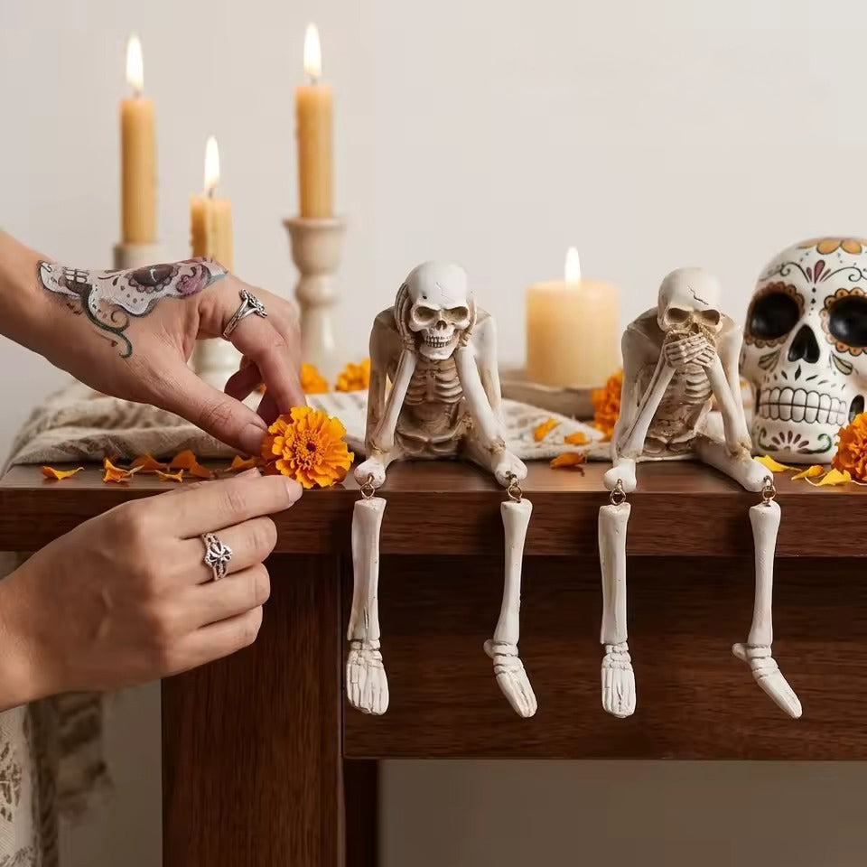 Halloween skull resin ornament for seasonal décor