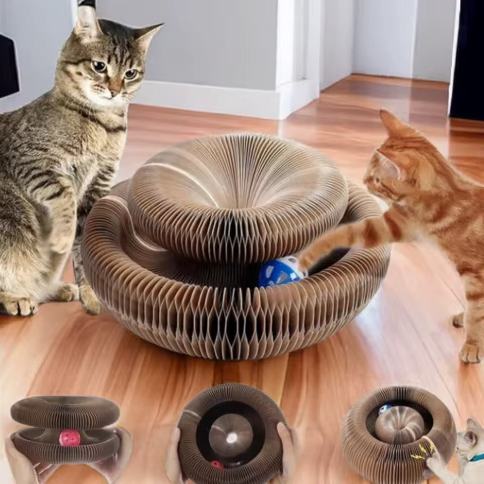 Interactive cat scratcher with flexible foldable design