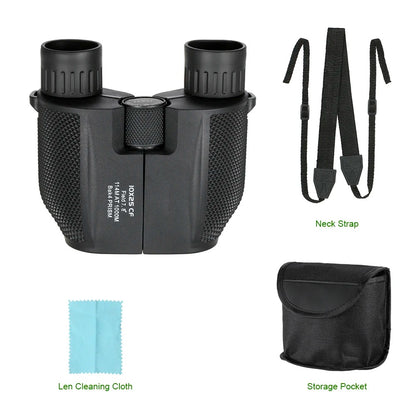 Compact 10x binoculars with BAK4 prism for hiking and nature viewing