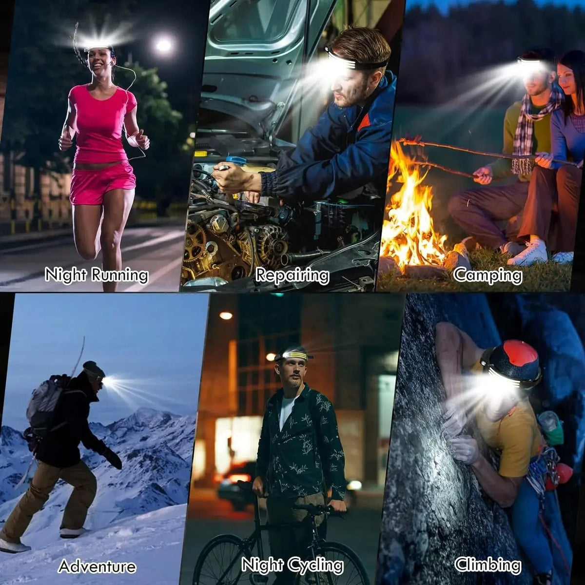 Rechargeable LED headlamp - 230° wide beam with 3 light modes