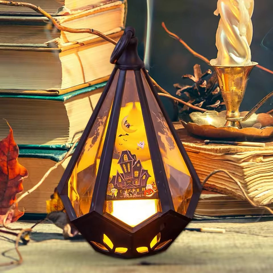 Halloween pumpkin lantern with soft night light