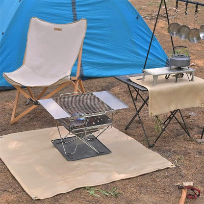 Fireproof barbecue mat with heat-resistant fibreglass protection