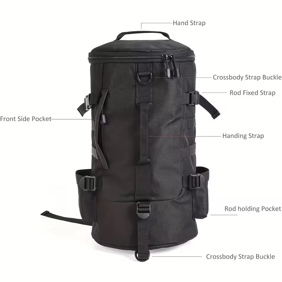 Multifunction fishing backpack with rod holders – Organised gear storage