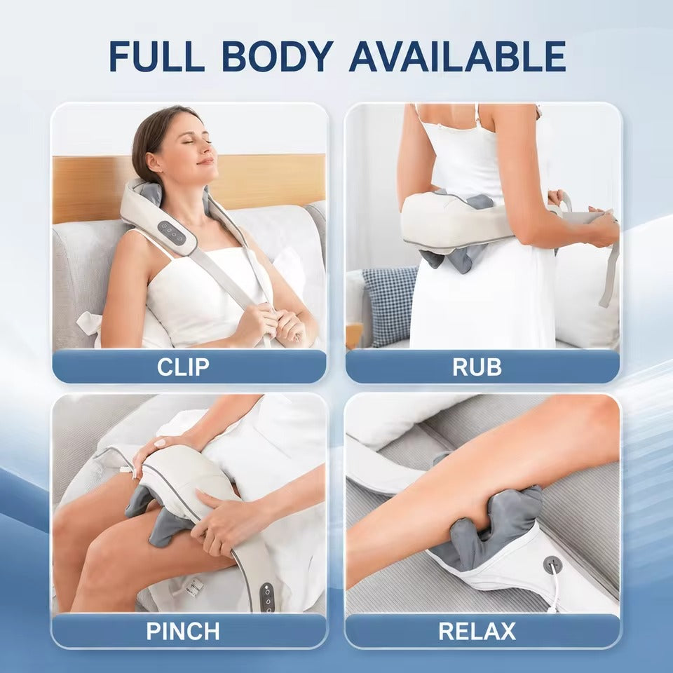 Electric neck & back massager with heat - Deep kneading comfort
