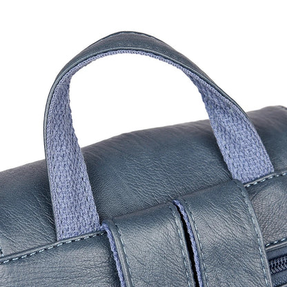 Women's anti-theft leather backpack - Embossed finish, organised and secure