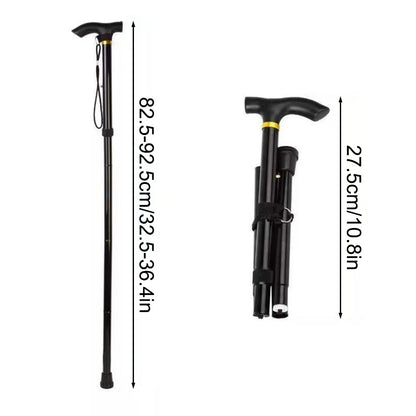 Adjustable folding walking stick - Telescopic support with ergonomic grip