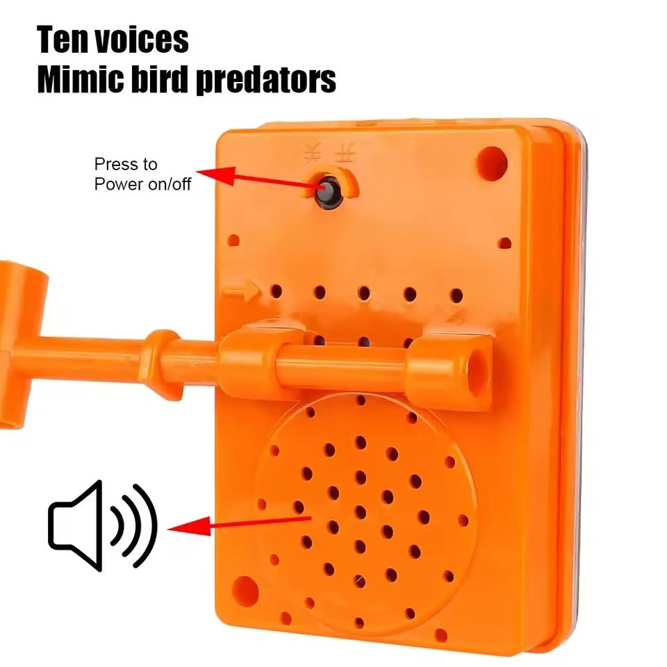 Wind-powered bird deterrent reflector with rotating sound box